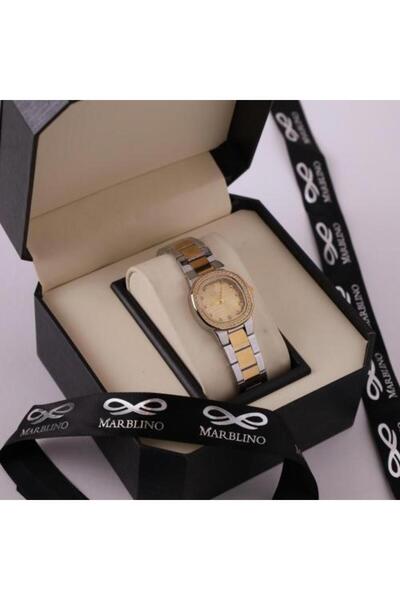 marblino Women's Two-tone Watch with Golden Dial by Marbelino