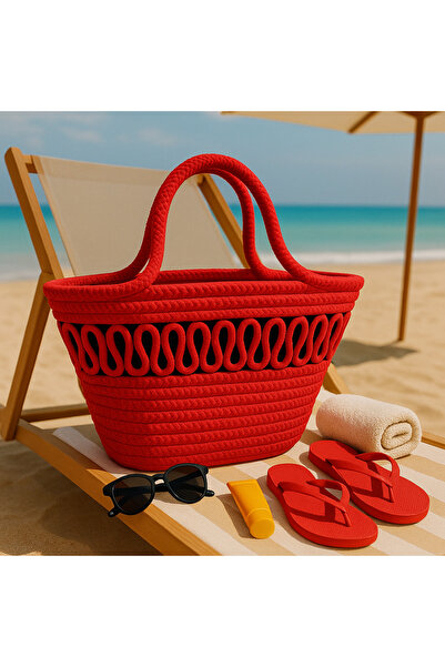 Efuliz Home Women-Child Casual Short Handle Handbag, Beach Bag, Handmade Natu...