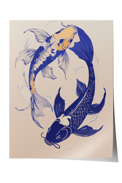 Zestia Poster fără ramă, Pești Koi Yin Yang, Poster decorativ pentru hol Nr.:...