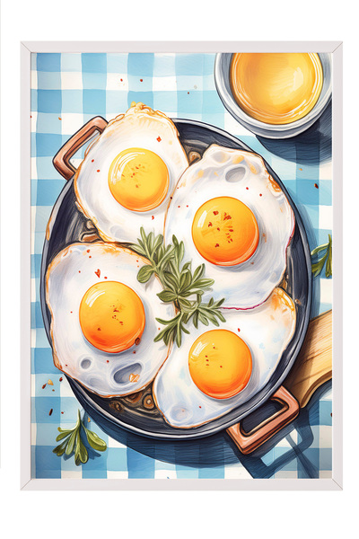 Zestia Tablou cu ramă albă, Masă de mic dejun – Design vesel, Poster decorati...