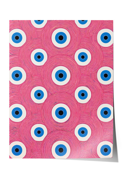 Zestia Poster fără ramă, model cu mărgele de ochi rău pe fundal roz, poster d...