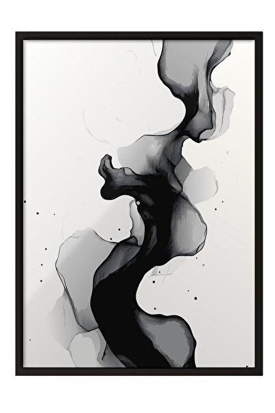 Zestia Tablou cu ramă neagră, cerneală neagră abstractă – Artă modernă, poste...