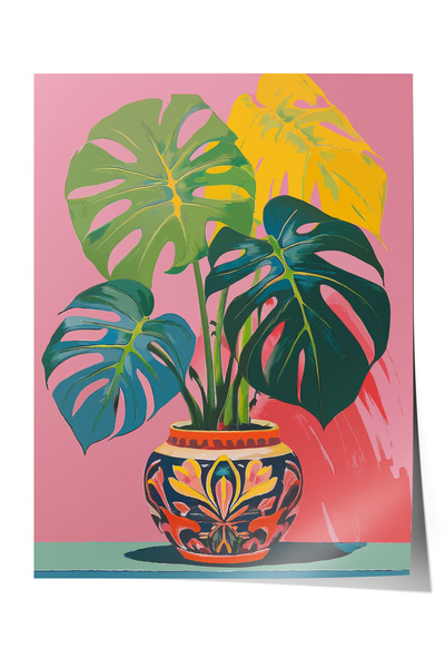 Zestia Poster fără ramă, frunze de Monstera în ghiveci, poster decorativ pent...