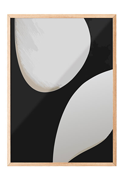 Zestia Tablou cu ramă din lemn, forme minimaliste alb-negru, poster decorativ...