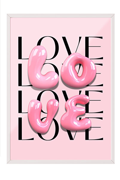 Zestia Tablou în ramă albă, text LOVE – Tipografie modernă, decor pentru came...