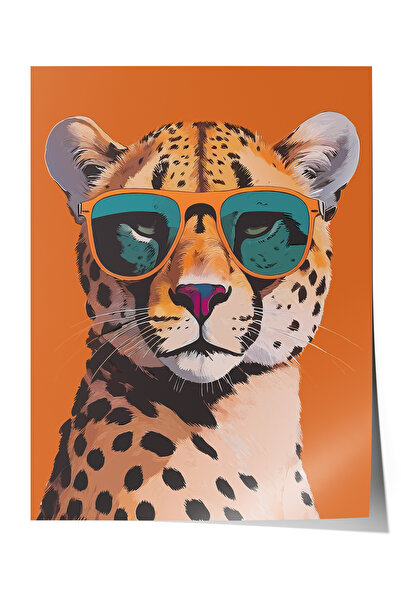 Zestia Poster fără ramă, Pop Art cu leopard și ochelari, Poster decorativ pen...