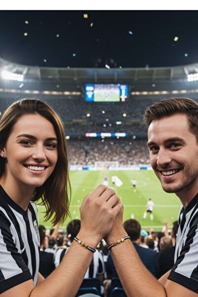 Reoona Black and White 3 Star Fan Bracelet for Couples - Handmade Adjustable