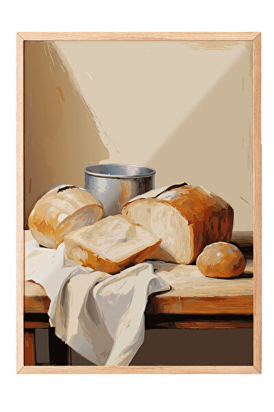 Zestia Tablou cu ramă din lemn, masă pentru pâine și mic dejun – Atmosferă ru...