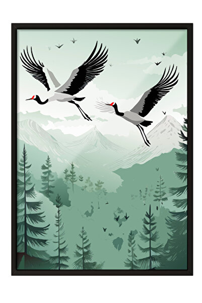 Zestia Tablou înrămat negru, Turnee zburătoare – Peisaj natural, Poster decor...