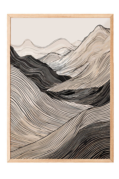 Zestia Πίνακας με ξύλινο πλαίσιο, Μίνιμαλ ορεινό τοπίο, Διακόσμηση σαλονιού Α...