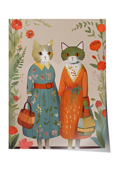 Zestia Αφίσα χωρίς πλαίσιο, Γάτες Κιμονό, Αφίσα Διακόσμησης Σαλονιού Αρ.: 112441