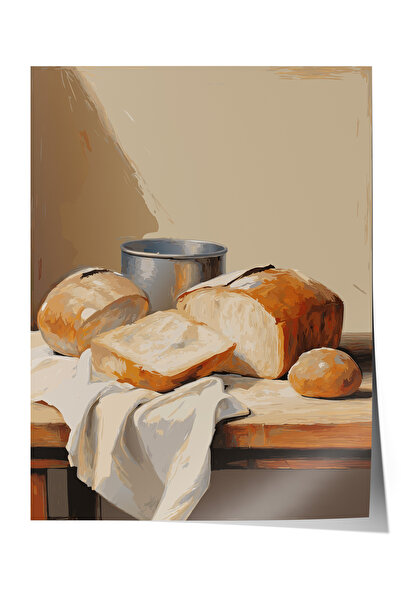 Zestia Poster fără ramă, Masă cu pâine și mic dejun – Atmosferă rustică, Post...