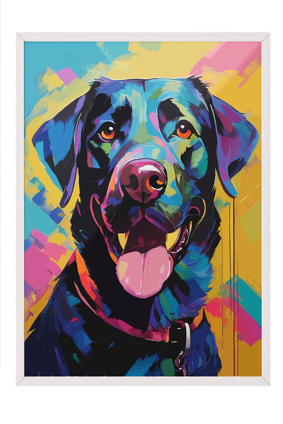 Zestia Tablou înrămat alb, portret colorat al unui câine – Pop Art, Poster de...