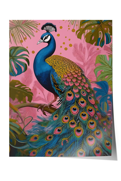 Zestia Poster fără ramă, Păun colorat – Detalii clasice, Poster decorativ pen...