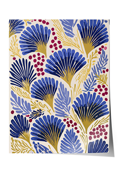 Zestia Poster fără ramă, model cu frunze albastre și galbene – Artă vibrantă,...