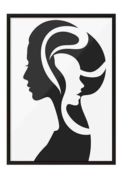 Zestia Tablou cu ramă neagră, Siluetă de femeie – Artă minimalistă, Poster de...