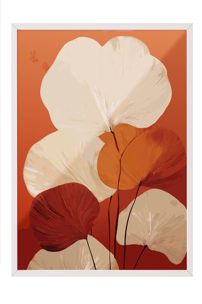 Zestia Tablou în ramă albă, Frunze de toamnă – Tonuri calde, Poster decorativ...