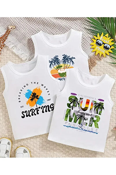 Baxia تي شيرت للأطفال من UNISEX مكون من 3 قطع، تي شيرت بدون أكمام، تي شيرت مط...