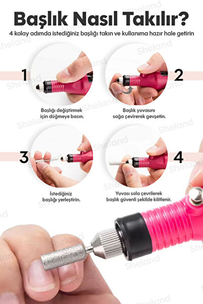Sheland Electric Manicure & Pedicure Device 6 Heads + Sandpaper Set Home Type Nail Care Set