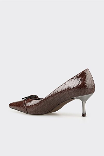 Elle Shoes Kahve Kadın Orta Topuk Ayakkabı