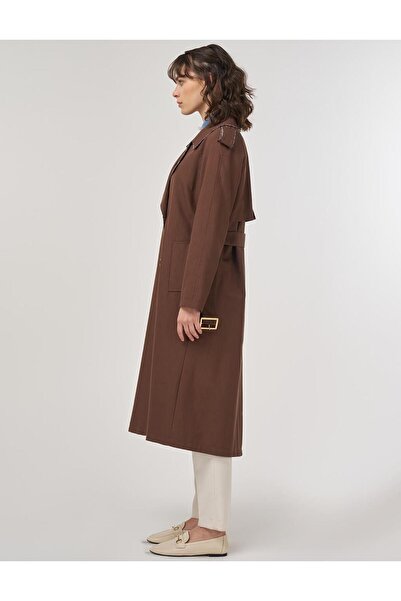 Kayra Biye Detaylı Trençkot Kakao