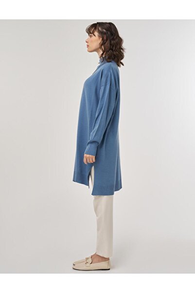 Kayra Πλεκτό μπλουζάκι με γιακά με κορώνα μπλε