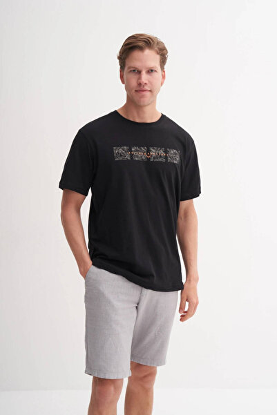 Cazador Crew Neck Regular Fit Cotton Patterned T-Shirt 4170