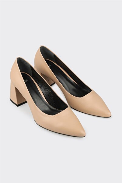 Elle Shoes Naturel Deri Kadın Stiletto