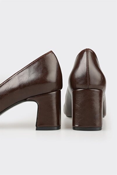 Elle Shoes Kahve Kadın Orta Topuk Ayakkabı