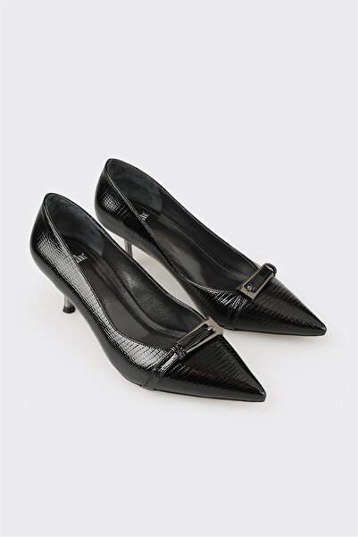 Elle Shoes Siyah Kadın Orta Topuk Ayakkabı