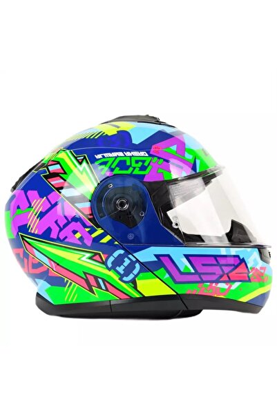 LS2 STROBE 2 ÇENE AÇILIR KASK SVENT MAVİ-YEŞİL