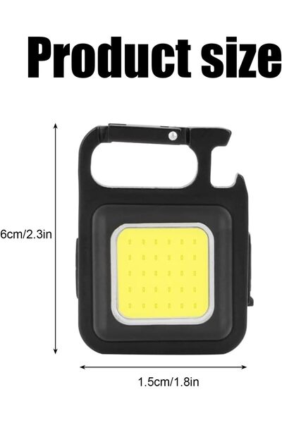 erorex Mini Multifunctional Keychain Light Cob Mini Flashlight 3 Light Modes Rechargeable Keychain