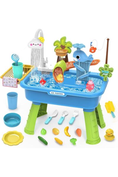 erorex Water Table Toddlers 1 3 Toy Sink Running Water Kids Play Kitchen Sink Toy Set Upgraded Electric