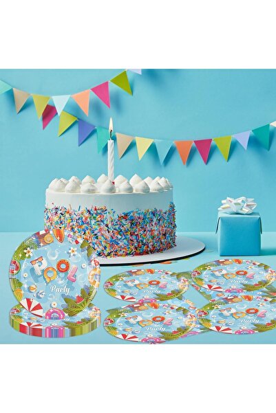 erorex 96 Pcs Pool Party Supplies, Pools Party Paper Plates Napkins Set,Disposable Summer Themed Tableware