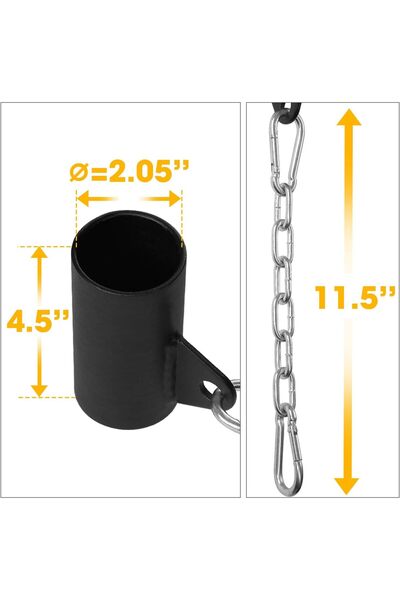 erorex Single Eyelet Landmine Bar Attachment Chain – Fits Perfectly 1” 2” Barbell – T bar Row Eyelet
