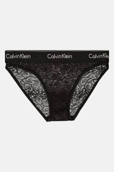 Calvin Klein Women Brand Logo Lace Panty, Black