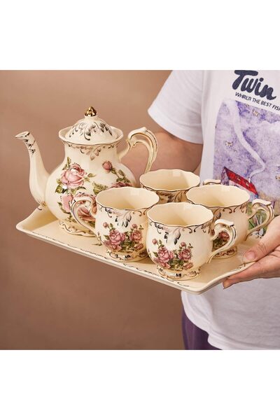 erorex Rose Serving Tray,Porcelain Decorative Platter For Tea Party 13.5 Inch