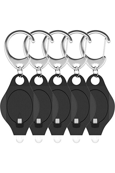 erorex مصباح يدوي صغير LED بسلسلة مفاتيح 12 لومن محمول فائق السطوع يعمل بالبطارية مصباح يدوي أسود زنبركي