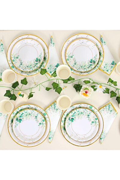 erorex Sage Green Paper Plates Cups Napkins Set Serve 20 Disposable Baby Shower Plates Napkins Green Party