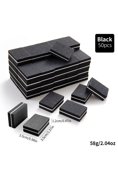Choice8 50pcs black 50pcs Lot Two-sided Mini Nail File Blocks Colorful Sponge Nail Buffer Block Nail Polishi