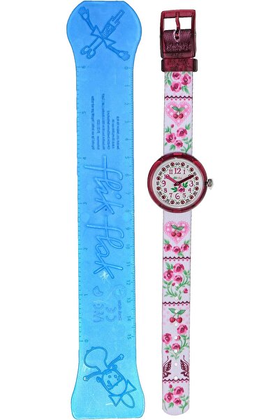 erorex Flik Flak Fiorissima Girls White Dial Fabric Band Zfpnp007