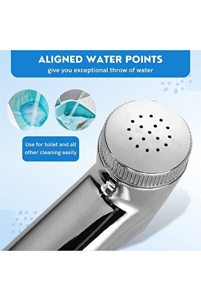 SAQOCLEAN Alsaqer Toilet Shattaf Set (Chrome Plated) Handheld Bidet Sprayer with Adjustable Water Pressure Con