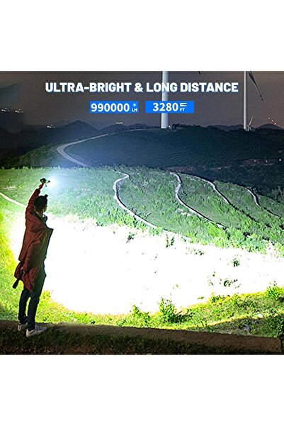 erorex Rechargeable Flashlight 990 000 Lumens Super Bright LED Tactical Flashlight 5 Modes IPX6 Waterproof