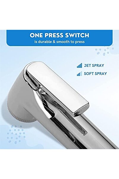 SAQOCLEAN Alsaqer Toilet Shattaf Set (Chrome Plated) Handheld Bidet Sprayer with Adjustable Water Pressure Con