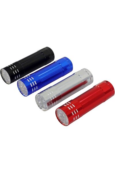 erorex 4 Piece LED Metalic Finish Flashlight Multicolor