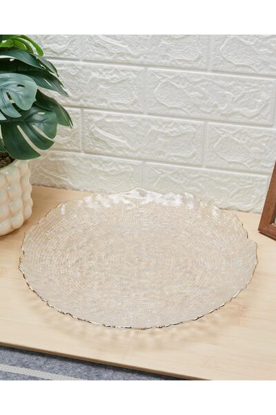 erorex White Charger Plate With Gold Rim, White, One Size