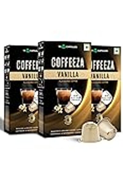 COFFEEZA كبسولات قهوة نسبرسو بنكهة الفانيليا، كثافة - 6، قهوة محمصة متوسطة، 3...