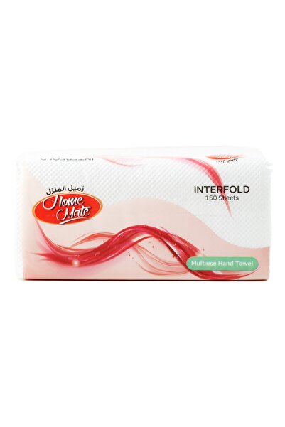 Homemate مناشف يد هوم ميت إنترفولد، طبقة واحدة، ١٥٠ ورقة | مناشف ورقية صحية وماصة