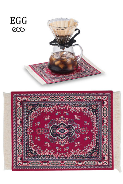 EGG Coffee Mat Coffee Cup Mat Coffee Mug MatTable Mat Mouse Pad Rubber Rectangle 23x18x0.5 cm Red