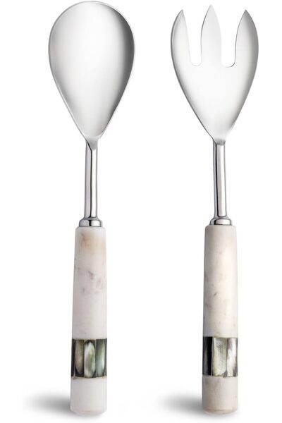 STOREMAX Sellbuyst Romano Marble Salad Serving White Trendy 266450